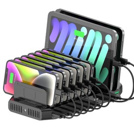 Unitek Base de Carga y Organizador de Dispositivos electrónicos de 60 W para teléfono Celular, 9.37 * 4.65 * 1.02 Inch, 10 Port +60W+1*QC 3.0