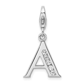 Adornica Diamonds Amore LaVita Sterling Silver CZ Letter A with Lobster Clasp Charm
