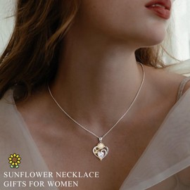 Iefil Sunflower Gifts for Women - Sunflower Necklace September Sapphire Birthstone Necklace Anniversary Birthday Jewelry Gifts You Are My Sunshine Birthstone Jewelry Gift Ideas for Women Wife Mom Her