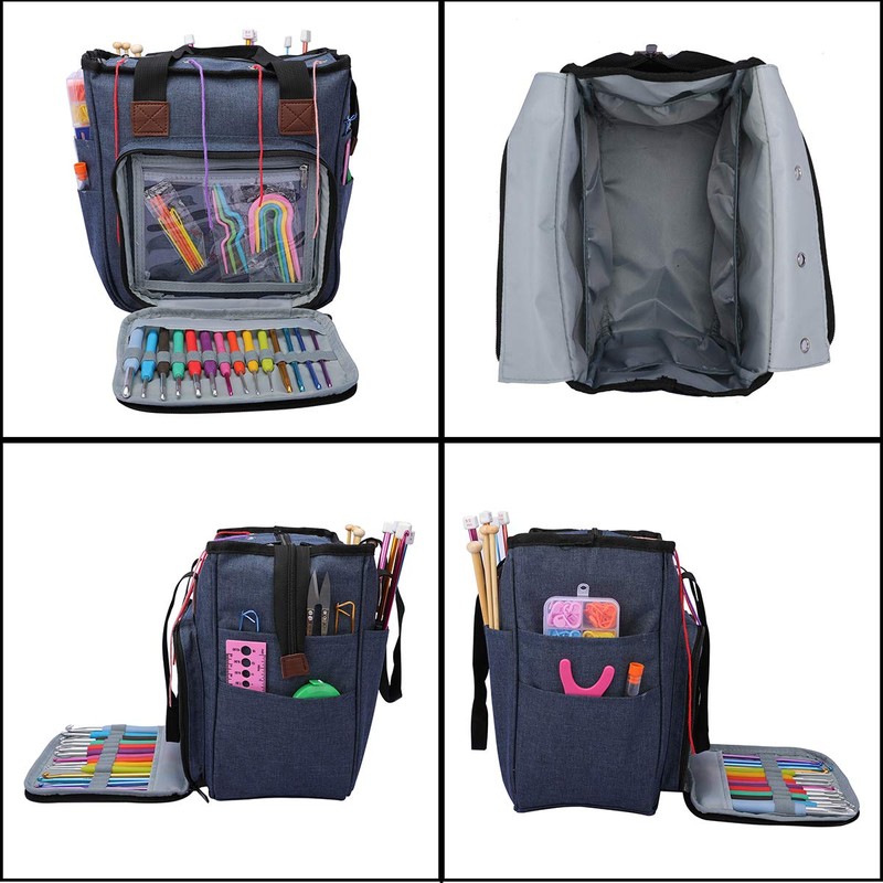 Knitting Bag,Yarn Storage Organizer Tote Bag Holder Case Cuboid with