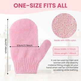 2pcs Exfoliating Gloves, Exfoliating Wash Gloves, Shower Scrub Gloves Away Ingrown Hair and Dead Skin for Shower, Spa, Massage and Dead Skin Cell Remover Loofah - Pink