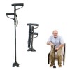 Walking Stick 2 Handle 4 Support Foots Aluminum Alloy Folding