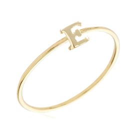 Gold Plated Stackable Initial Letter Ring Size 7, Letter E
