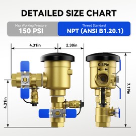 Crispaire 3/4 Inch 720A Pressure Vacuum Breaker - Heavy Duty Brass Backflow Preventer Valve for Irrigation Systems, Garden Hoses & Outdoor Water Lines - 400 PSI, Anti-Siphon Protection