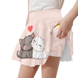 ZPINXIGN Girls Athletic Skort Size 5-14 Tennis Outfits Running Golf Skirts & Shorts with Pocket, Cat Yellow, 9-10 Years