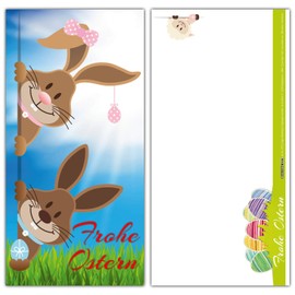 BREITENWERK Easter Cards with Envelope Set (15 Pieces) Easter Bunny & Easter Bunny - Funny DIN Long Merry Easter Greeting Cards for Private and Business