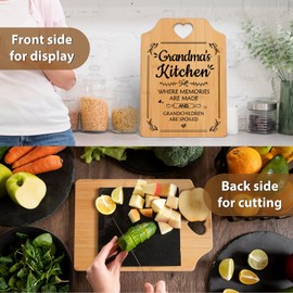 SECOGM Grandma Gifts, Birthday Gifts for Grandma from Grandchildren, Unique Heartwarming Bamboo Cutting Board with Cute Pattern, Present for Grandma on Birthday Mothers Day Christmas Thanksgiving