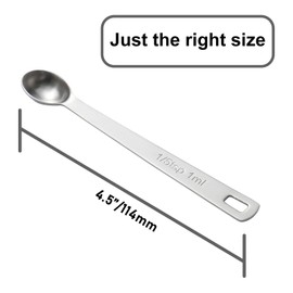 BERYLER 2PCS 1/5 Teaspoon(1/5tsp, 1ml) Single Tiny Measuring Spoon, Small Individual Stainless Steel Measure Spoons Only