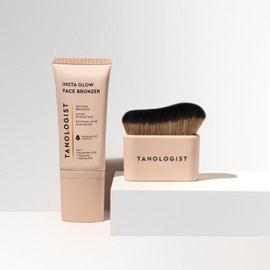 Tanologist Insta Bronze Kit, Insta Glow Face Bronzer and Blending Brush, Instant Illuminated Buildable Formula for Bare or Over Makeup, Dermatologist Tested, 2 Piece Set
