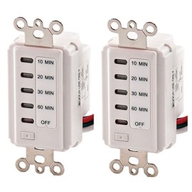 Bathroom Fan Auto Shut Off 60-30-20-10 Minute Preset Countdown Wall Switch Timer White 60-Minute (2 Pack)