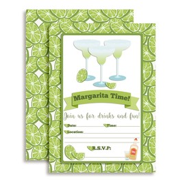 Margarita Time Party Invitations, 20 5"x7" Fill In Cards with Twenty White Envelopes by AmandaCreation