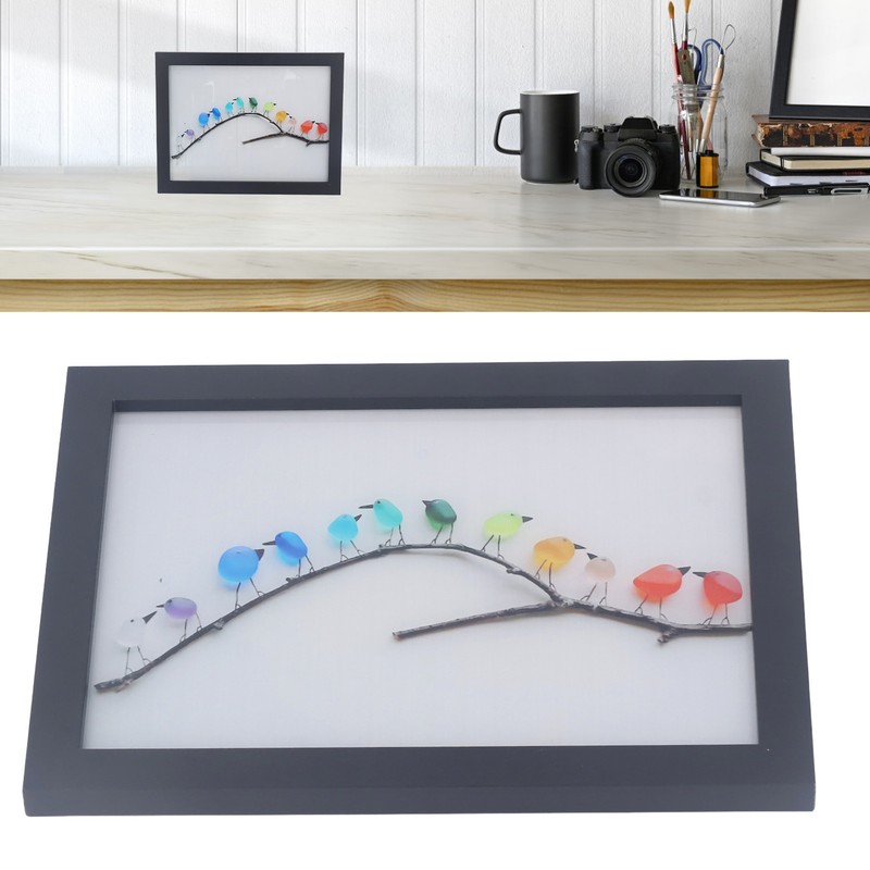Sea Glass Birds Photo Frame 12 Birds Unique Wooden Frame