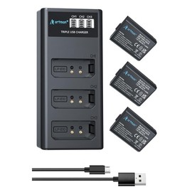 Artman 3-Pack LP-E10 Batteries 1600mAh and 3-Slot LCD Charger Pack for Canon EOS Rebel T7 T6 T5 T3 T100 Kiss X50 Kiss X70 EOS 1100D 1200D 1300D 2000D Digital Cameras camera  accessory