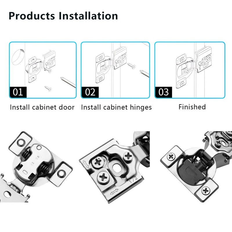 Redunest 1/2 Inch Overlay Soft Close Cabinet Hinges, 2 Pack