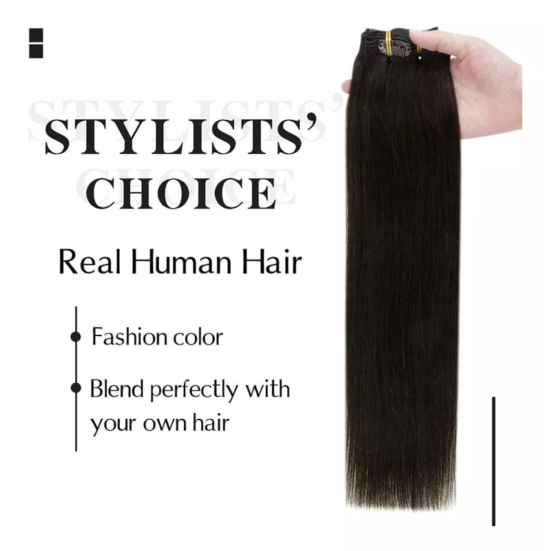 Easyouth Extensiones Cabello Real 70gr 14in Marrón Oscuro