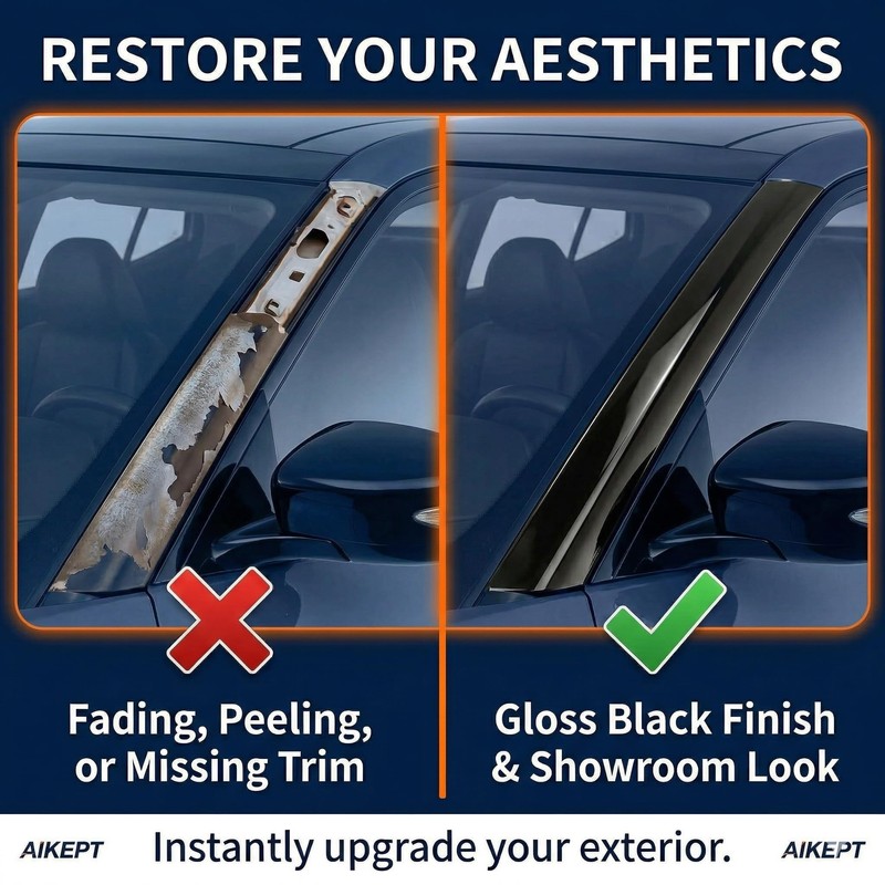 AIKEPT Left Driver Side A-Pillar Windshield Trim Molding Compatible with