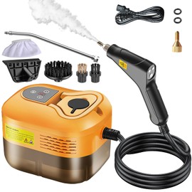 Handheld Steam Cleaner, Portable Steamer for Cleaning with 9pcs Accessories, 6-Level Adjustable Handle, 12s Heat-Up, 1200ml Tank, Steam Cleaner for Home,Dirt,Grout,Tile,Floor,Couch and Car (Orange)