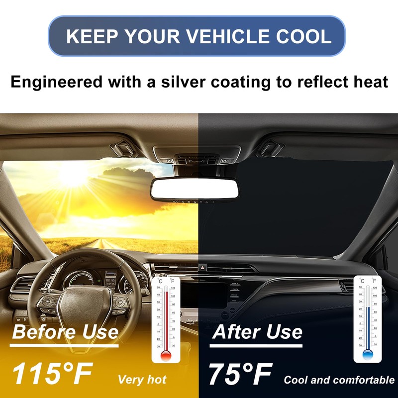 Windshield Sun Shade for 2018-2024 Toyota Camry Accessories Foldable Front