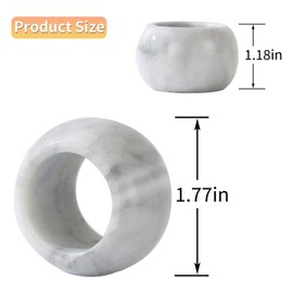 Marble Napkin Rings Set of 6, Decorative Modern Napkin Rings Holder for Kitchen Dining Table Countertops, Cute Home Kitchen Decor Rings Uniquely Displays (White&Grey)