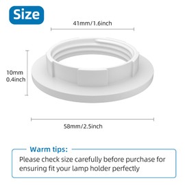 6 Piece Lampshade Reducer Ring E27 Screw Collar Ring 40MM, Lampshade Fittings E27 for Table Lamp, Ceiling Lights, Plastic Screw Bulbs Lamp Holder Twist Lock Socket Replacement Ring（Black）