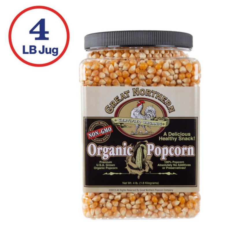 Organic Popcorn Kernels - 4lb Resealable Bulk Jug of Yellow