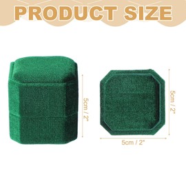 sourcing map Velvet Ring Box, 2 Slot Square Wedding Ring Display Holder Box Jewelry Ring Gift Case for Wedding Ceremony Proposal Engagement, Dark Green