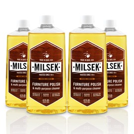 Milsek Furniture Polish and Multipurpose Cleaner Compatible with All Wooden Surfaces, Wick, Rattan,and Shower Door, Original Lemon Oil, 12 Ounces, Yellow
