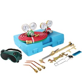 Gas Welding Kit Oxygen Acetylene Welding Cutting Torch Kit Tool Assembly with Blue Protective Case Welding Equipment Accessories