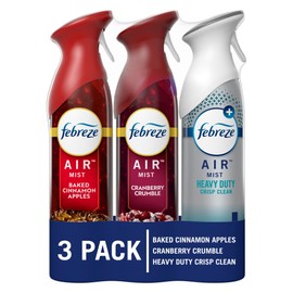 Febreze Air Mist Air Freshener Spray, Odor-Fighting Room Spray for Home, Bathroom, & Kitchen, Holiday Scents, Baked Cinnamon Apples & Cranberry Crumble & Heavy Duty Scents, 8.8oz, 3ct (1 of each)