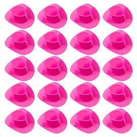 ccHuDE 20 Pcs Mini Cowboy Hats Plastic Tiny Cowgirl Hats Small Western Doll Hats Cute Miniature Party Hats Bottle Topper Hats Doll Cowboy Caps Hot Pink