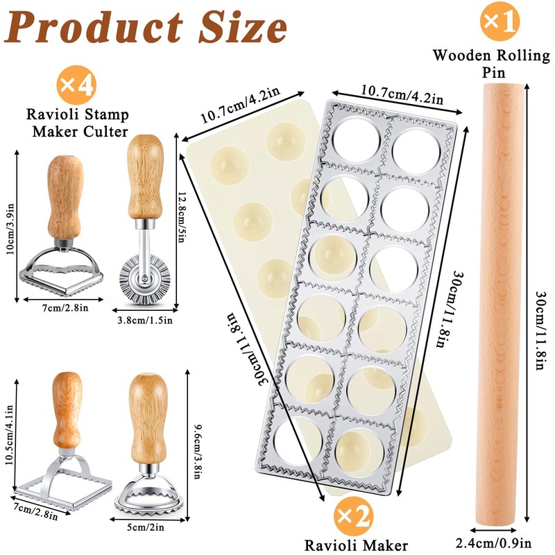 Lainballow 7 Pcs Ravioli Mold Set, Ravioli Maker Press with