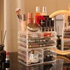 Cq acrylic 3 Pack Clear Make Up Organizers for Vanity,Stackable