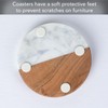 Thirstystone 4 Pack Natural Marble & Acacia Wood Round Coasters