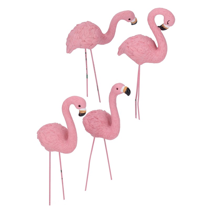 4 Pcs Pink Flamingo Garden Statue Fine Details Stylish Vivid