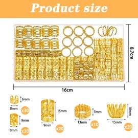 Pack of 110 Adjustable Hair Accessories Pirate Hair Accessories Gold Dreadlocks Jewellery Hair Beads Hair Accessory Adjustable Jewellery for Decorating Braids Gold Strap Organiser
