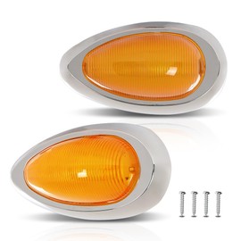 2Pcs 15 LED Amber Side Marker Signal Light With Chrome Bezel Fit for Freightliner Century Columbia