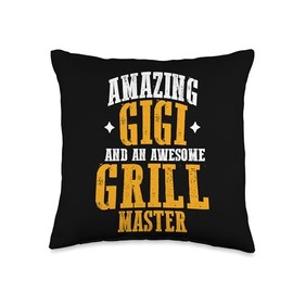 Cool Barbeque Family Reunion BBQ Squad Party Amazing Gigi Proud Awesome Grill Master BBQ Family Throw Pillow, 16x16, Multicolor