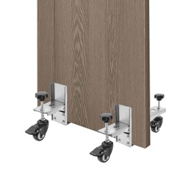 Heavy Duty Door Installation Tool Set (2-Pack) | 300lbs Capacity Adjustable Door Jack for 1.375-2.25" Doors | Steel Frame/Bifold/Barn Doors Installer with Locking Wheels & Anti-Slip Pads