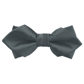 [Elerevyo] Men's Pre-tied Bow Tie Diamond Pointed Solid Bowtie for Formal Wedding, gray