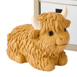 Highland Cow Resin Figurine,Resin Highland Cow Figurine Ornament - Farmhouse Animal Sculpture Ornaments for Home Kitchen Shelf Table Desks Garden Bedroom Living Room