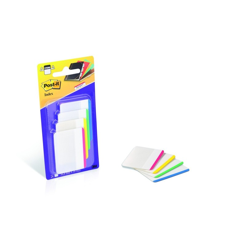 Post-It 686F-1 Index Strong Flat Filing Tabs, Blue/Green/Yellow/Red (6 of