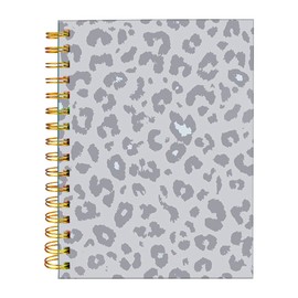 iampanda Spiral Journal Notebook,Strong Twin-Wire Binding with Premium Paper for Girl Women,Luxury Cheetah 60 Sheets A5 College Ruled Notebook/Journal,Perfect for School Office Home Gifts,Gray Leopard