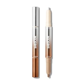 SHEGLAM Lápiz 2 En 1 Para Contorno E Iluminador De Nariz Fine Line, Crema Bronceadora E Iluminador En Barra De Larga Duración Y Resistente Al Agua - Buff