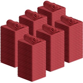 Linteum Textile Shop Towels - Red (Pack of 50) 12"x14" - 100% Cotton Bulk Shop Rags - Super Absorbent Cleaning Rags for Automobiles, Mechanic, Garage, Industries & Homes