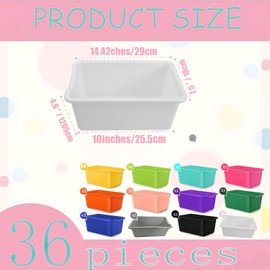 ToiULik 36 Pack Plastic Cubby Bins, Stackable Storage Bins with Adhesive Label Toy Book Organizer Baskets for Classroom, Library, Playroom, Home & Office Organization (Twelve Colors)