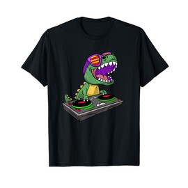 T-Rex DJ Party Club Disk Jockey Dinosaur Dino EDM Dance T-Shirt