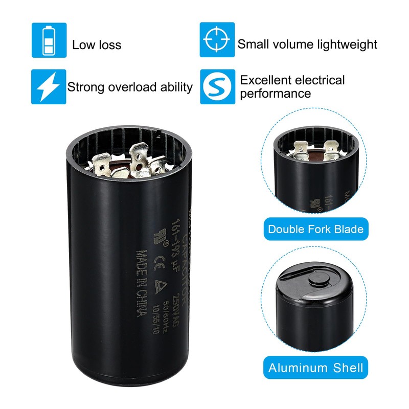 PATIKIL Motor Start Capacitor, 2 Pcs 161-193uF/Mfd 250V 50/60Hz CD60