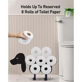 Wigag Dachshund Toilet Paper Holder for Extra 8 Rolls, Wall Mounted Decorative Toilet Paper Storage, Farmhouse Bathroom Unique Decor Freestanding Toilet Paper Cabinets Over The Toilet Storage