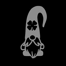 Clover Gnome Vinyl Decal Sticker Design #10 Car Window Wall Laptop Wild Beard Lucky Symbol el gnomo 金言 гном (5.5' x 11', Silver)