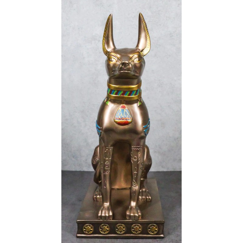 Large Egyptian Jackal Dog Anubis Statue 12.5"H God Of Mummification